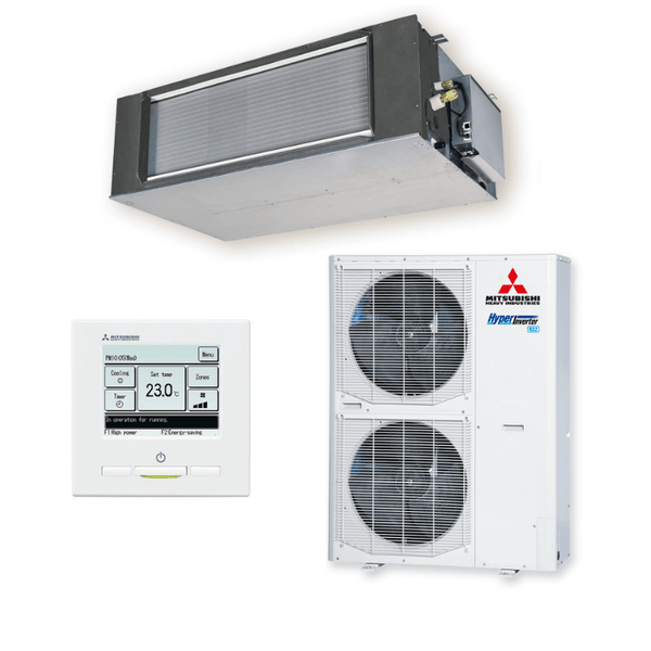 Mitsubishi Heavy Industries FDUA ducted indoor unit outdoor condenser and controller